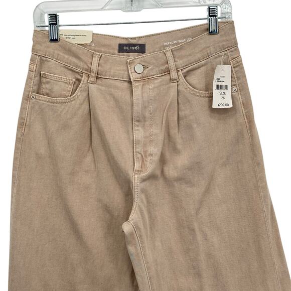 DL1961 Wide Leg Hepburn Jeans High Rise SZ 26 Women's Moonstone Tan NEW Comfort - Picture 7 of 16